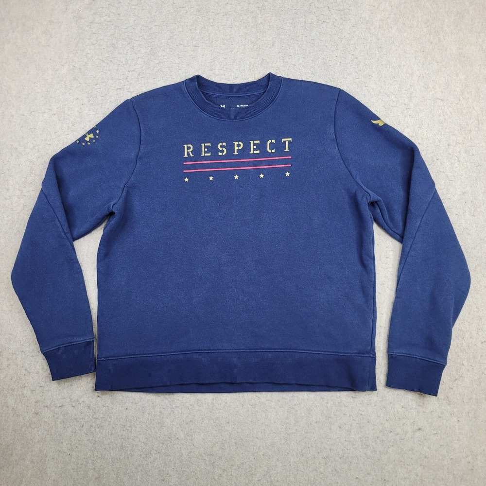 Under Armour Project Rock Sweater Womens XL‎ Blue Pullover Crew Neck Freedom